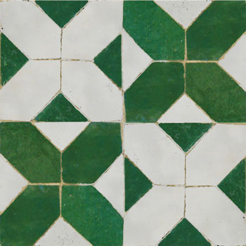 Mosaic House Moroccan tile Vezoul 1-10 White Green  zellige, mosaic, zellij, field, pattern, glaze, simple 